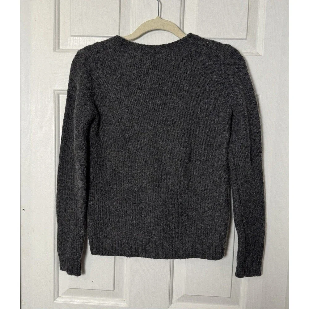 Vintage J.Crew Women’s S Gray Cable Knit Sweater Oarsman Fisherman Merino Wool